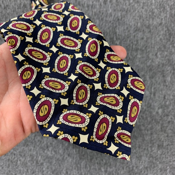VTG Polo Ralph Lauren Neck Tie Mens Silk Geometric - Picture 1 of 7